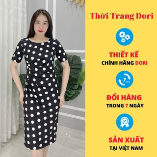 Đầm chấm bi nhún eo cao cấp - thương hiệu dori - dp136