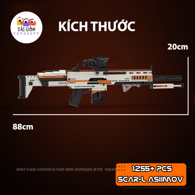 Đồ Chơi Lắp Ráp Rèn Luyện Trí Tuệ Mô Hình CSGO PUBG Súng Scar-L Asiimov Cực Hot Trong PUBG Với 1255+ PCS - MOC Kevin183