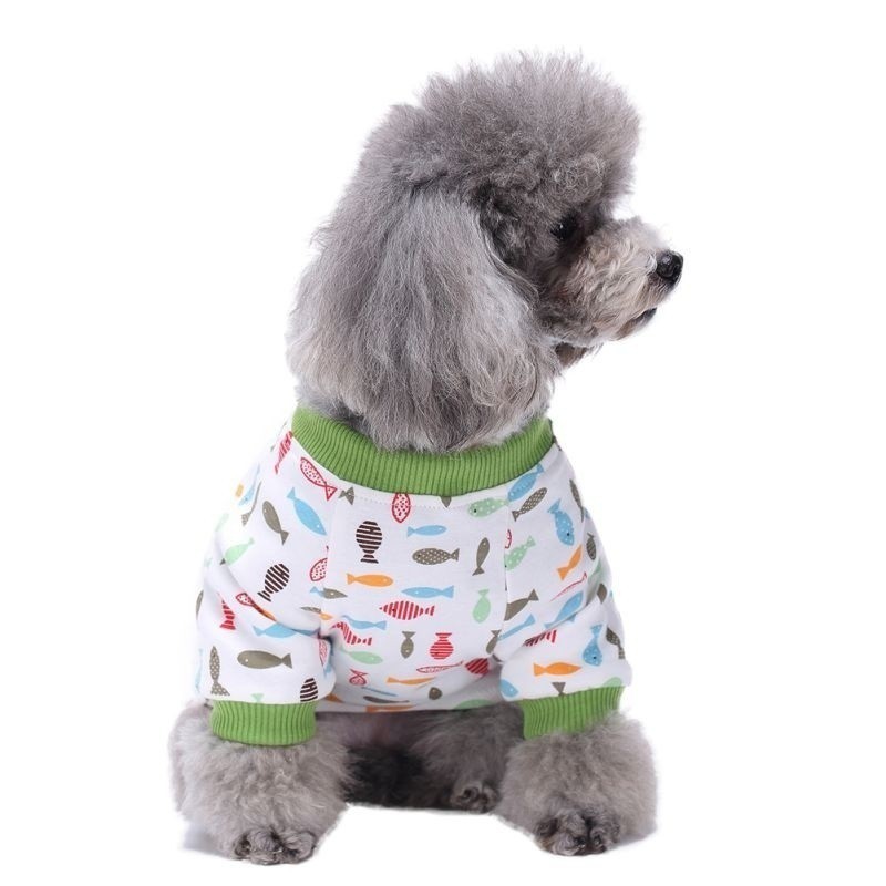 Pet Dog Apparel Pajamas Cartoon Print Adorable Clothes Jumpsuits