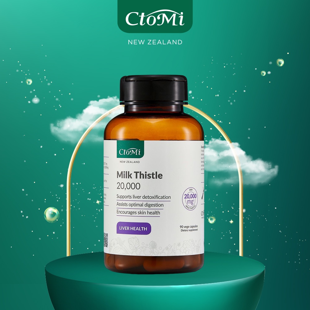 Viên Uống Thải Độc Gan Ctomi Từ Cây Kế Sữa Giúp Làm Sạch Gan, Chống Oxy Hoá, Xơ Gan, Dị Ứng Thời Tiết - Lọ 90 Viên