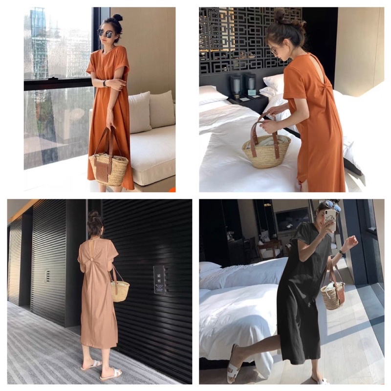 Váy suông xoắn hở lưng