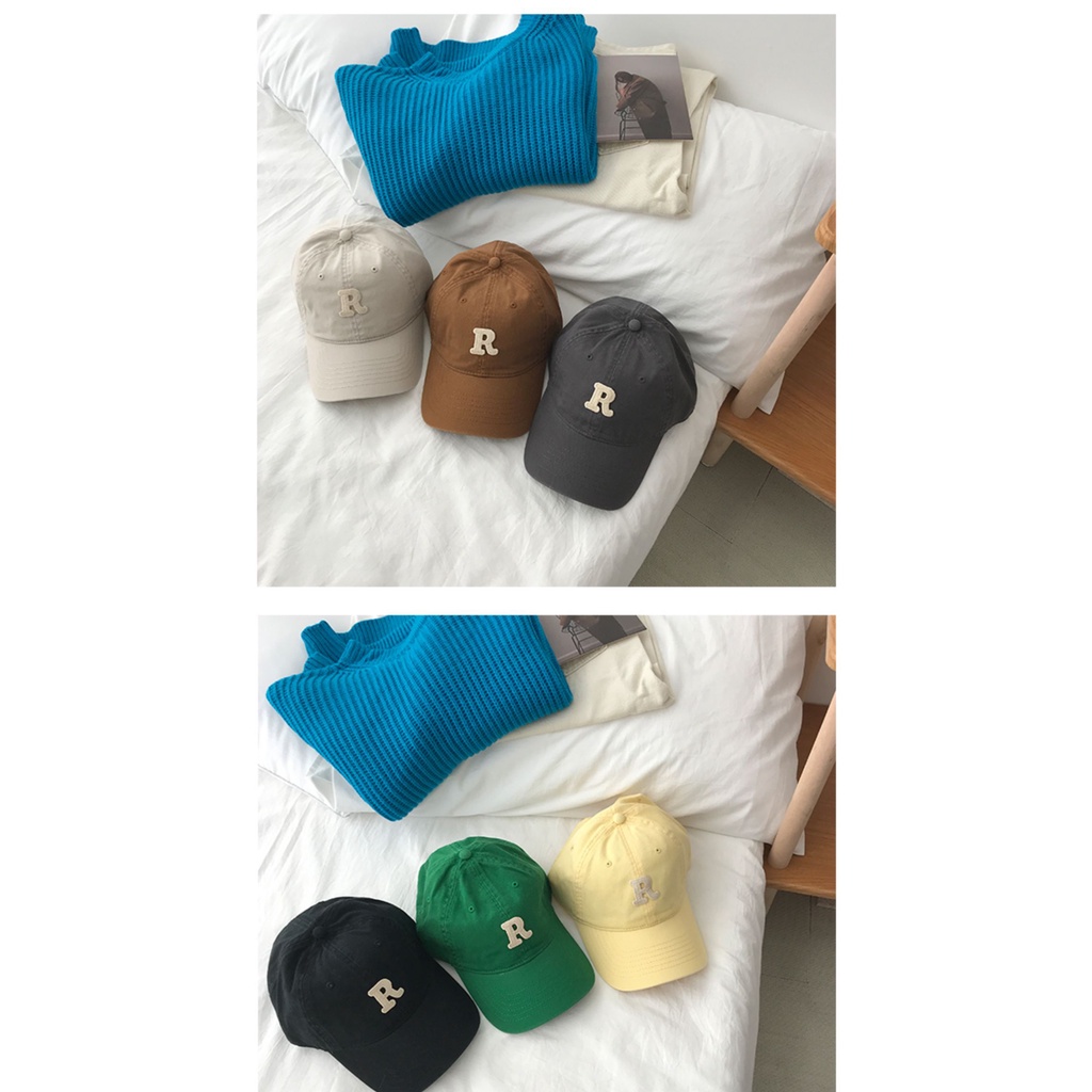Mũ Lưỡi Trai Cotton Mềm Mại Thêu Chữ R Phong Cách Hàn Quốc Thời Trang Xuân Thu 2022 Cho Nam Nữ