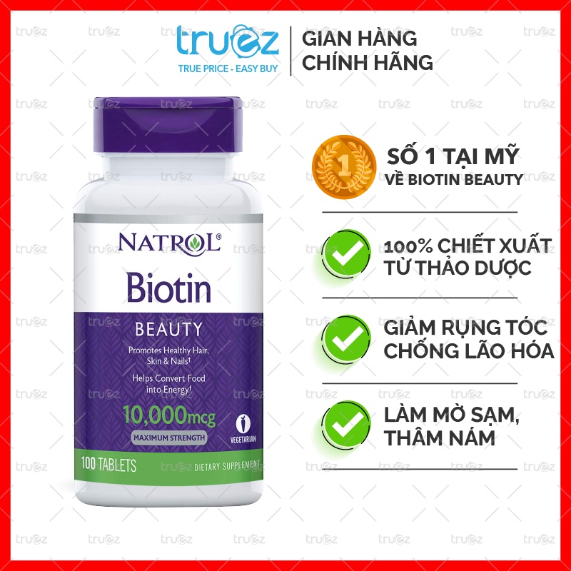Natrol Biotin 10,000mcg Hộp 100 Viên [Chính hãng]