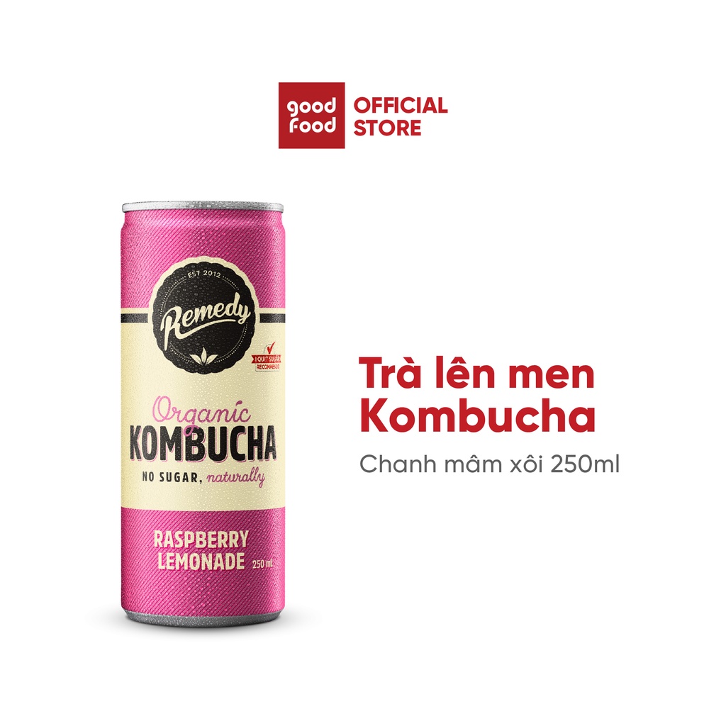 [Mã BMBAU50 giảm 7% đơn 99K] Trà Kombucha có ga hương chanh mâm xôi Remedy Organic Kombucha Raspberry Lemonade 250ml