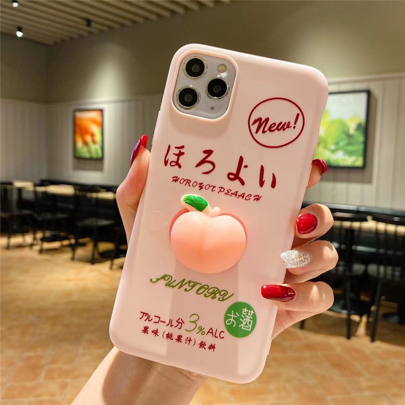 Ốp Điện Thoại Hình Quả Đào 3d Cho Iphone 12 Pro Max 12 Mini 11 Pro Max Xs Max Xr 6 6s 7 8 Plus Samsung S20 Ultra S20 Plus Note 10 Note 20 S9 Plus