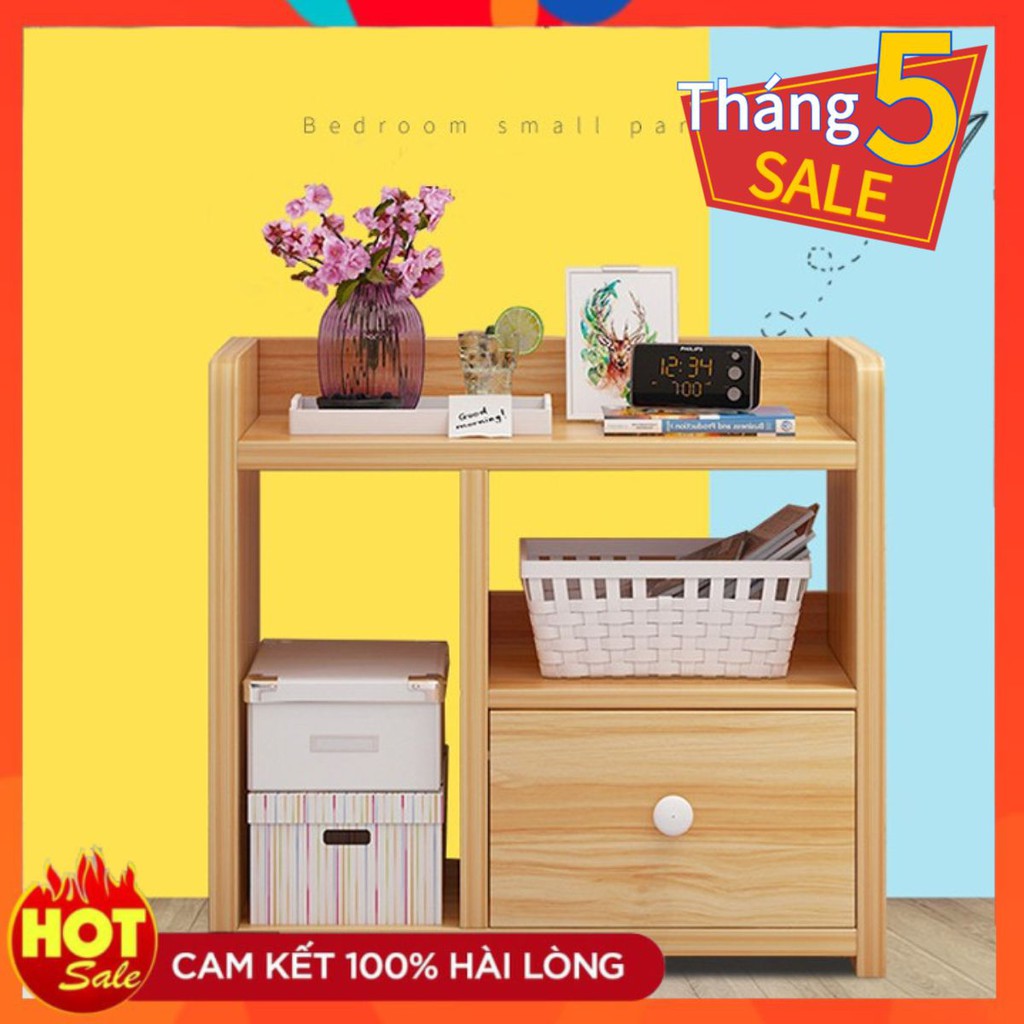 Tủ, Kệ Đầu Giường Vuông Ngăn Kéo Màu Gỗ 40 x 26 x 32.5cm (HÀNG CHẤT LƯỢNG CAO)