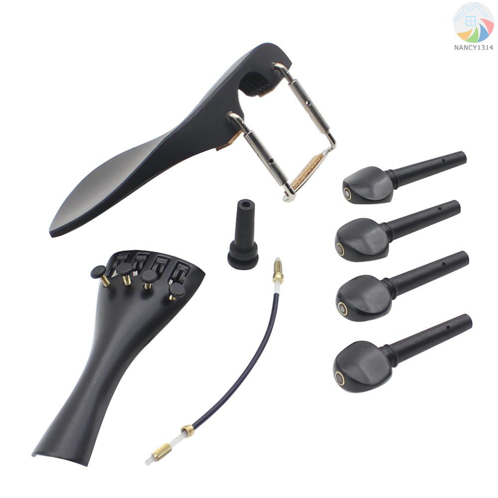 ♫4/4 Violin Chin Rest Chinrest with Tuning Peg Tailpiece Fine Tuner Tailgut Endpin Violin Accessory Kit