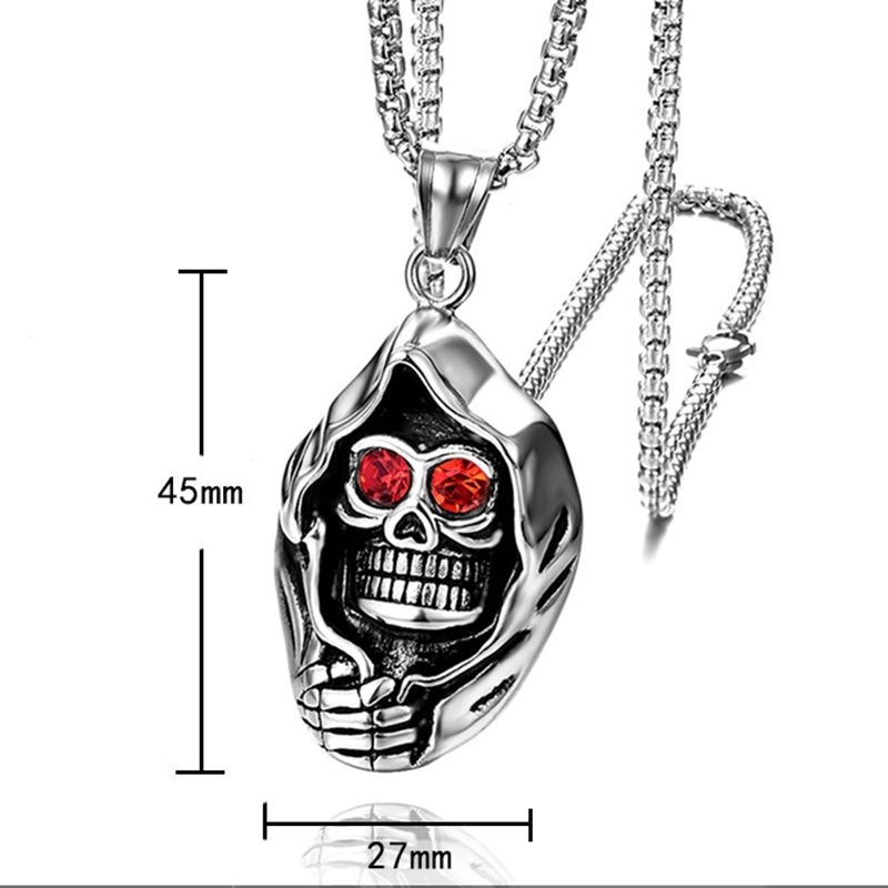 (MớI) Vòng cổ HợP Kim HìNh ĐầU Lâu ĐíNh Đá Ruby