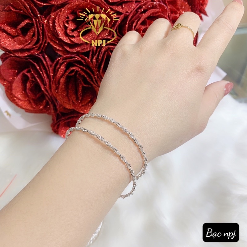 Lắc Tay xoắn kép ⚡️ XINH XẮN ⚡️ Vòng tay cho nữ lấp lánh , sáng bóng - Bạc Npj