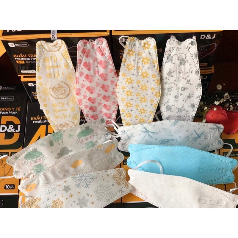 { GIÁ SỈ } Khẩu trang y tế 4D họa tiết D&J siêu đẹp ( hộp 10 cái )