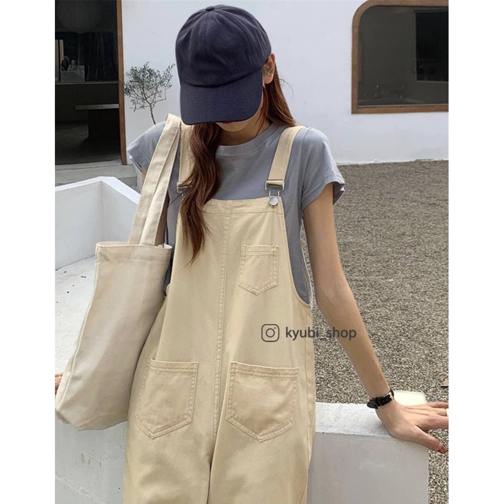 Quần yếm dài Ulzzang ống baggy JENI có túi trước sau [2 Màu - Có Size] - Yếm quần Kyubi JENI1D