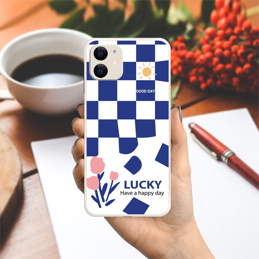 Ốp lưng cạnh vuông OPPO A1K/A5S/A74/A54/....viền bảo vệ camera hình Caro xanh