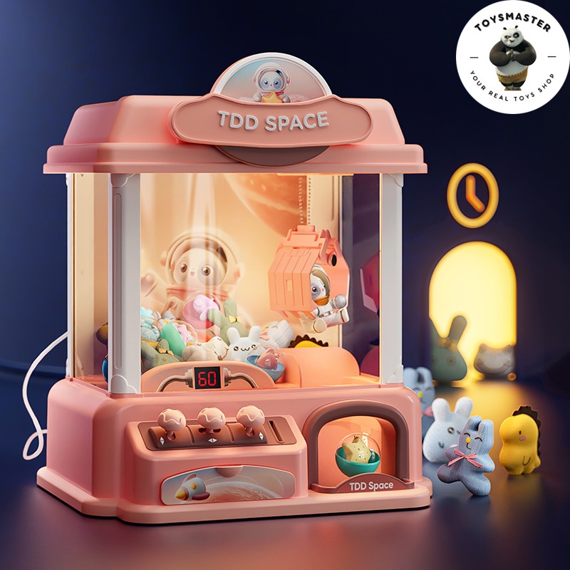 Máy Gắp Thú Mini Phi Hành Gia Kích Thước Lớn Có Nhạc Và Đèn Kèm Xu Đếm Thời Gian, Có Sẵn Nhiều Thú Bông Cho Trẻ Em