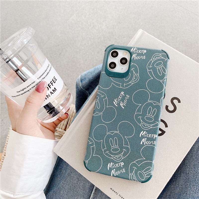 Ốp lưng iphone da Auto Focus Mikkey m0use xanh lá 7/7plus/8/8plus/x/xr/xs/11/12/pro/max/plus/promax - Awifi Case T6-15 | BigBuy360 - bigbuy360.vn