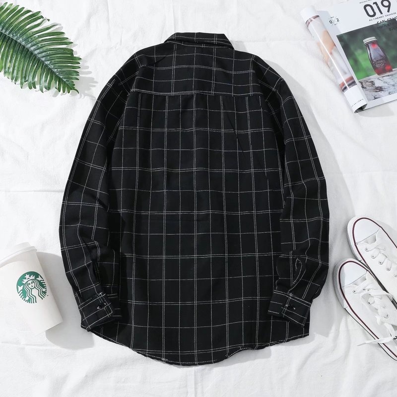 Áo sơ mi tay dài dáng rộng kẻ sọc 3 màu phong cách Hàn Quốc cổ điển