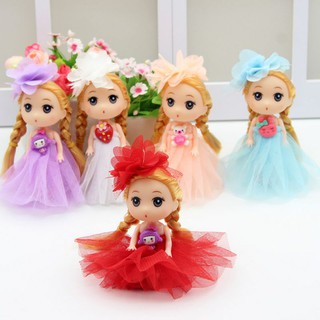 Móc khóa búp bê chibi tóc bím 12cm