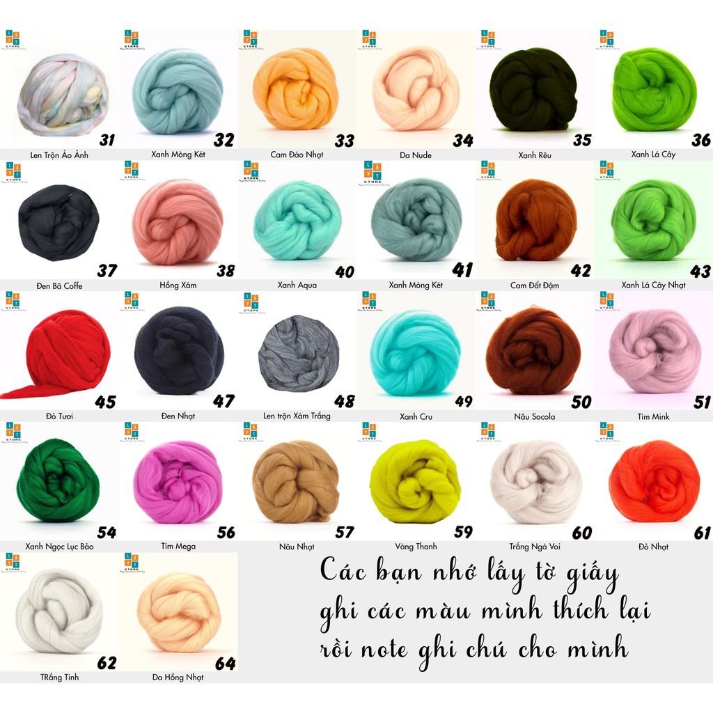 [COMBO 20 MÀU] TỰ CHỌN MÀU LEN VÀ TẠO CHO MÌNH COMBO LEN CHỌC - COMBO NEEDLE FELTING ĐẦY ĐỦ