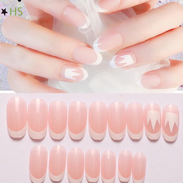 Bộ nail 24 móng tay giả đơn giản nhẹ nhàng tặng kèm keo dán, dũa