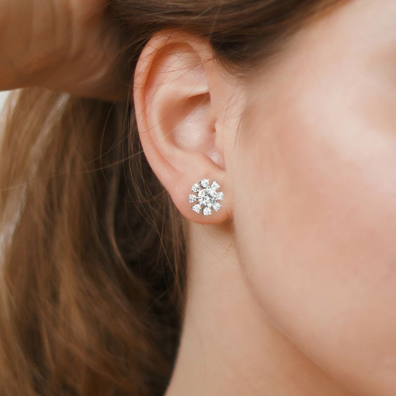 Bông khuyên tai nữ Bạc S925 đá kim cương nhân tạo Newzeland cao cấp chốt vặn | MiASJ Mi.A Trang sức bạc
