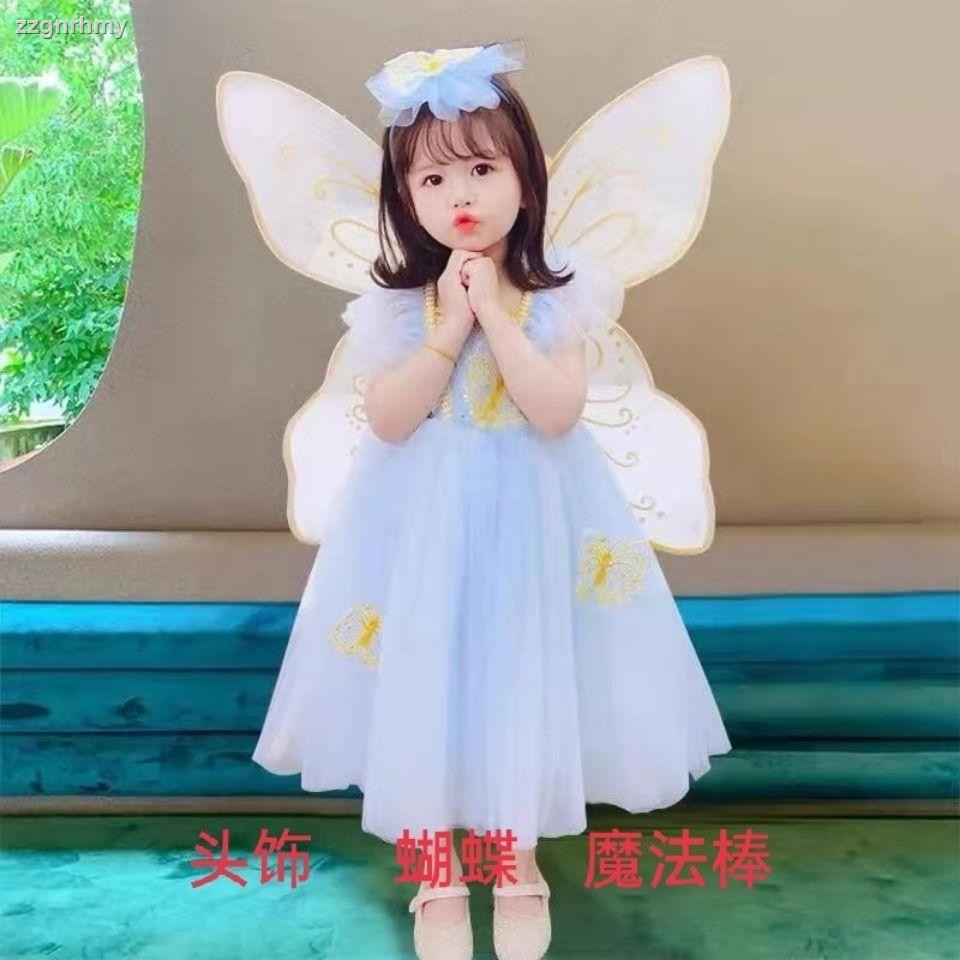 Váy công chúa băng giá elsa đính cánh bướm xinh xắn thời trang cho trẻ em