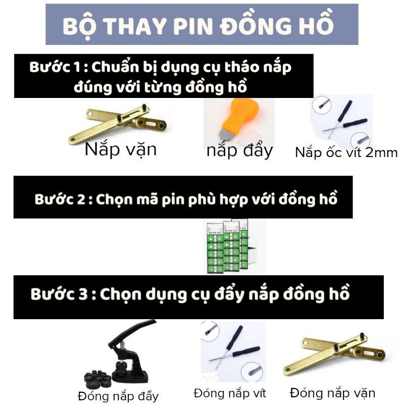 Tổng hợp Dụng cụ sửa chữa đồng hồ đeo tay, tháo nắp,tháo dây,mỡ chống nước, thổi bụi, cố định đồng hồ, khăn lau