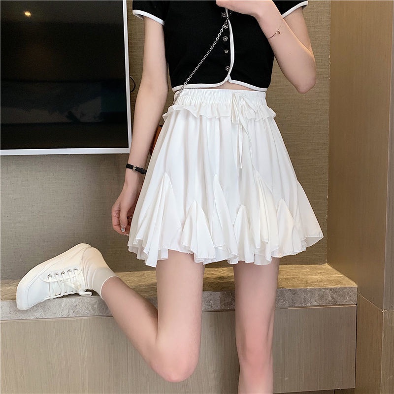 Chân Váy Ngắn Xòe Viền Bèo Dây Nơ Cạp Chun Chân Váy Tennis Dáng Ngắn Freesize Siêu Hot | BigBuy360 - bigbuy360.vn