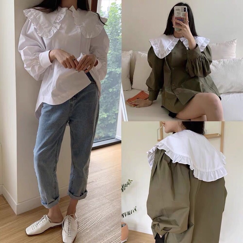 Áo sơ mi cổ peterpan bèo