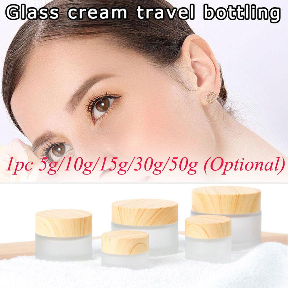 Hũ Thủy Tinh Mờ Có Nắp Họa Tiết Vân Gỗ Đựng Mỹ Phẩm Chăm Sóc Da Mắt