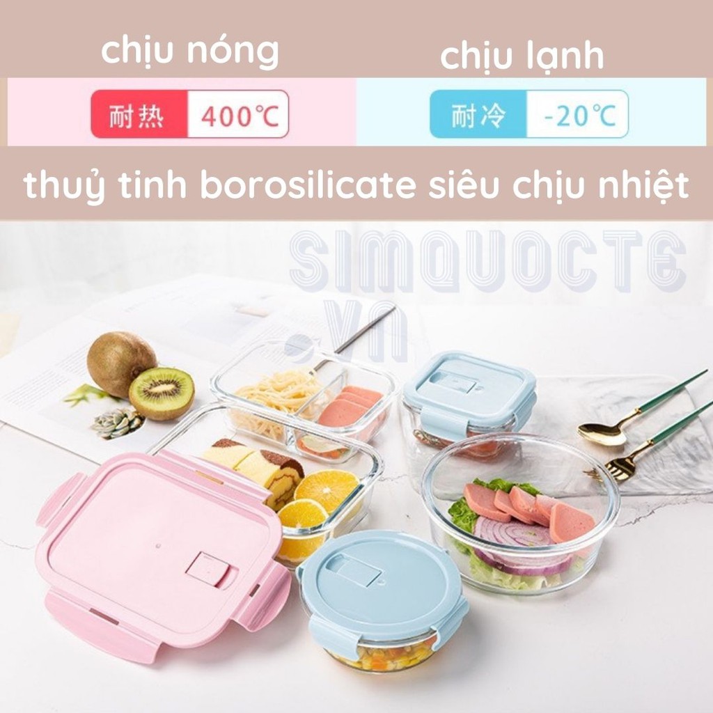 Hộp cơm hộp thực phẩm thuỷ tinh giữ nhiệt có van thông hơi nhiều ngăn More Fresh HĐC01