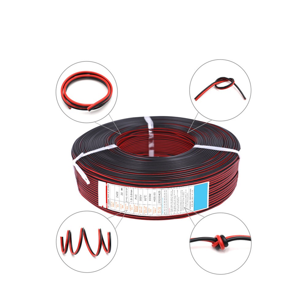 Diymore 18AWG 20 AWG 22AWG 24AWG 26AWG 10M UL2468 Dây nối dài cách nhiệt PVC Đôi song