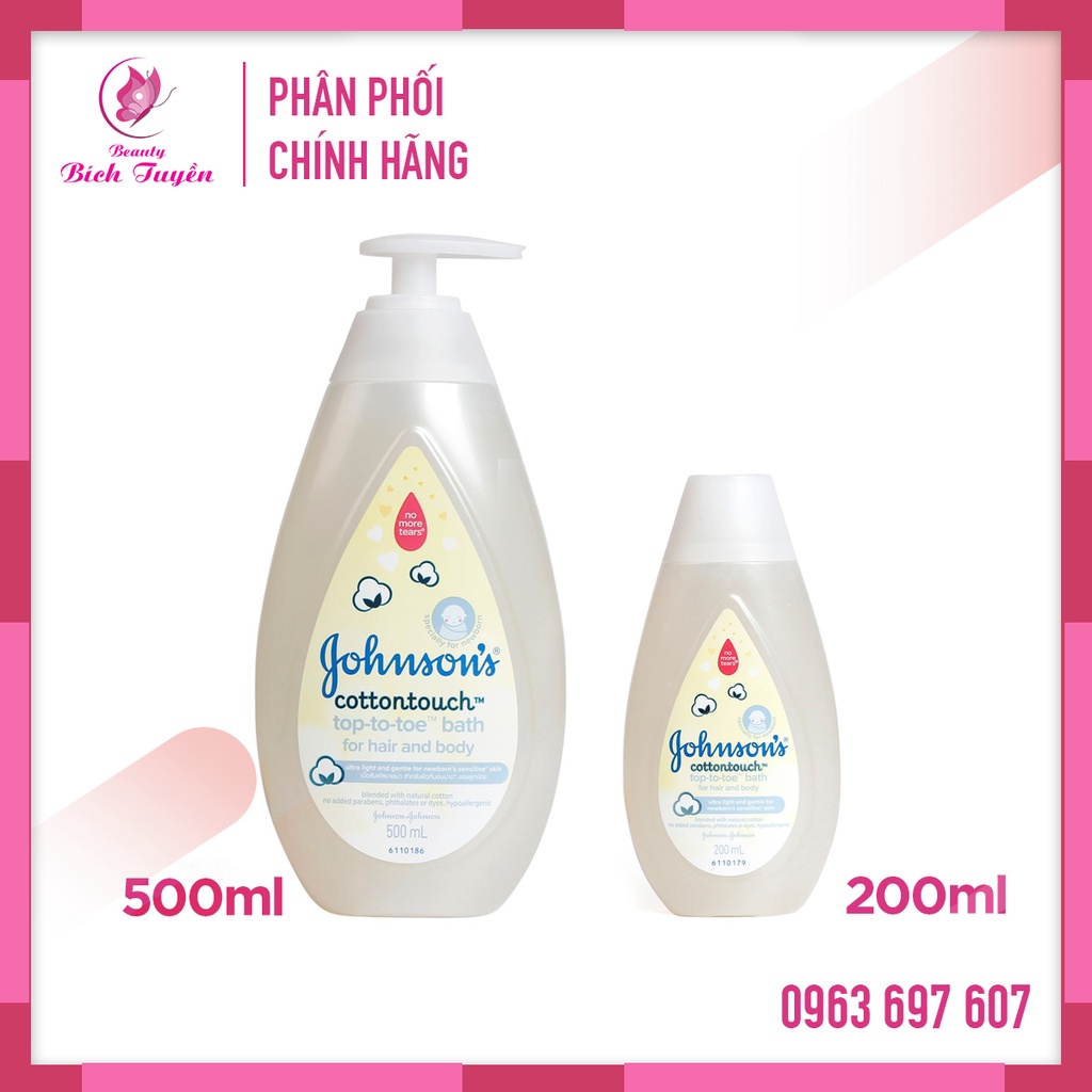 Sữa Tắm Gội Toàn Thân Em Bé Johnson's Mềm Mịn Cotton touch 200ml - 500ml