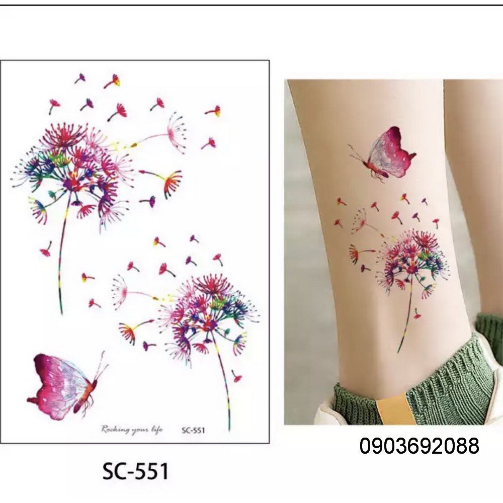 [HCM] HÌnh xăm dán - tattoo sticker bồ công anh 10.5 x 15 cm