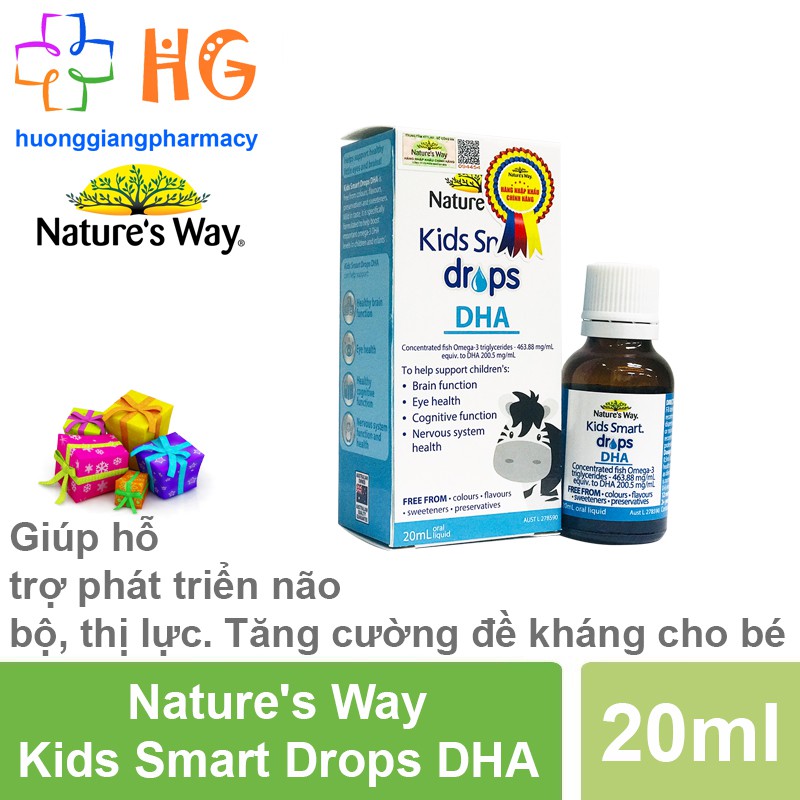 DHA Nature's Way Kids Smart Drops DHA - Giúp hỗ trợ phát triển não bộ, thị lực và tăng đề kháng cho bé (Lọ 20ml)