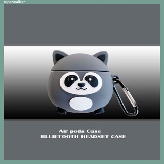 Cute Little Raccoon AirPods Apple Bluetooth Wireless Earphone Box Protective Cover 1/2 Generation Cartoon Soft Plastic Shell Applicable