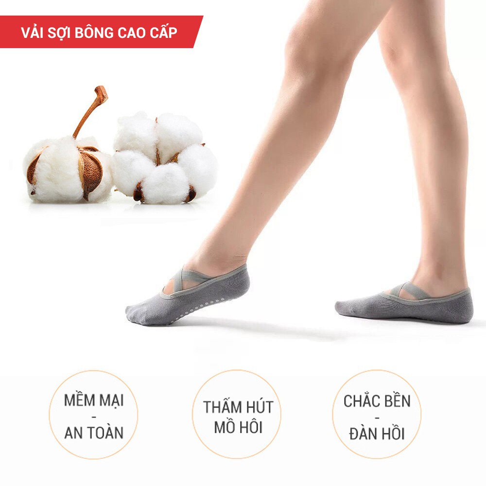 Tất tập Yoga, múa ba lê chống trơn trượt Chất liệu Cotton