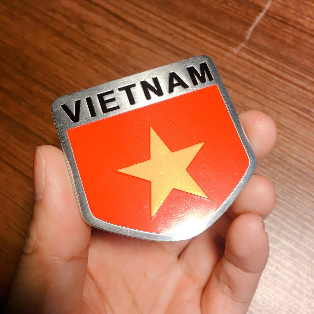 Tem Logo Hình Quốc Kì Việt Nam Hợp Kim Nhôm Cao Cấp