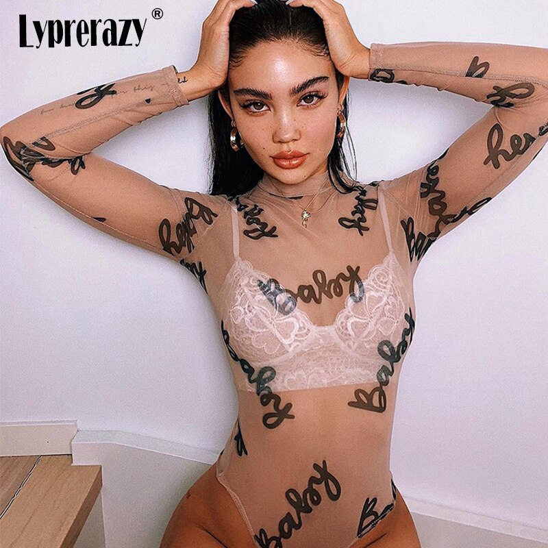 Áo Liền Quần Tay Dài In Chữ Gợi Cảm Cho Nữ