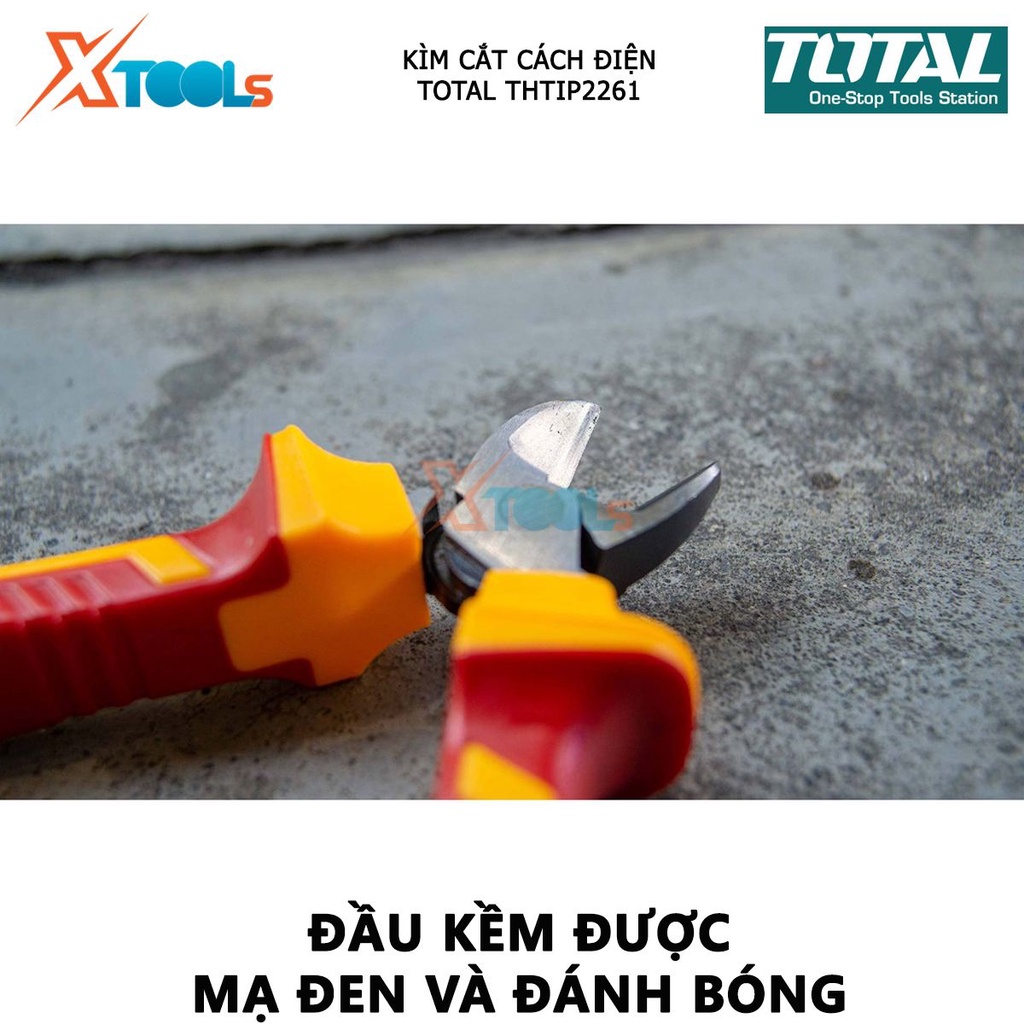 Kìm cắt cách điện TOTAL THTIP2261 | kềm cắt đầu nặng Kích thước 6 &quot;/ 160mm, Đầu kềm được mạ đen và đánh bóng, Tay cầm cá