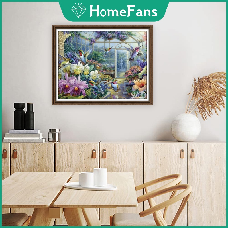 Bộ Tranh Đính Đá 5D Tự Làm Hình Chim Ruồi 40x50cm Trang Trí Nhà Cửa