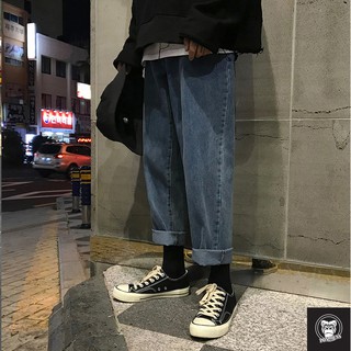 Quần Baggy jean nam nữ ống rộng rách gấu