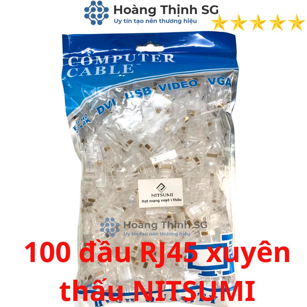 Hạt đầu mạng RJ45 xuyên thấu NITSUMI - Dùng bấm đầu cho dây mạng cat5 cat5E Cat6 Cat6E - Hoàng Thịnh SG
