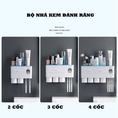 Bộ nhả kem đánh răng  Loại 2 cốc, 3 cốc, 4 cốc  tiện lợi cho không gian nhà tắm thêm gọn gàng, ngăn nắp