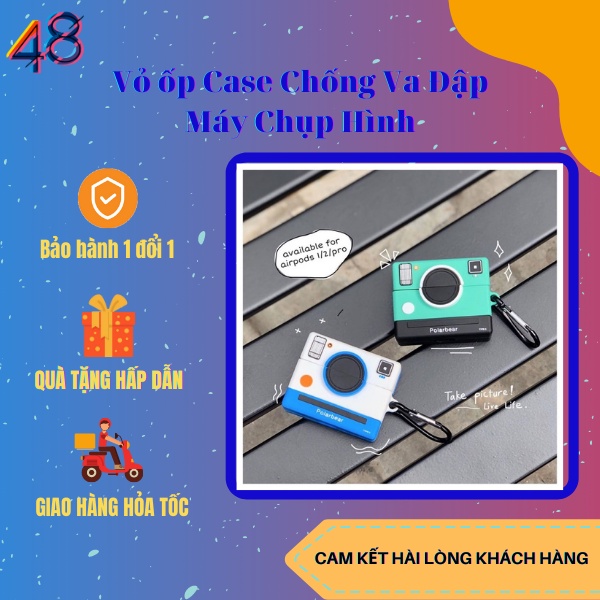 Vỏ Ốp Airpod Case 1/2/Pro chống va đập siêu dễ thương Máy Chụp Hình 48mobile