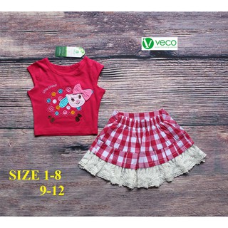 Quần áo trẻ em xuất khẩu cao cấp - Bộ váy caro chú cừu thương hiệu Veco