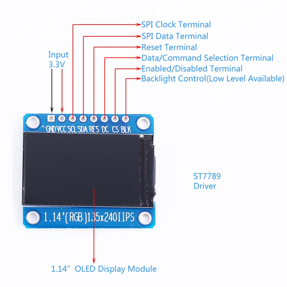 TFT OLED LCD Display Module SPI RGB SSD1306 SSD1351 SSD1331 ST7789 ST7789 Driver 0.42" 0.87" 0.95" 0.96" 1.14" 1.27" 1.3"