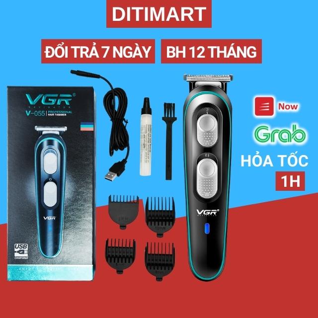 Tông Đơ Cắt Tóc Sạc Điện, Kiêm Cắt Tỉa Râu Lưỡi Cắt Điều Chỉnh 3 Kích Cỡ 1,2,3mm Kèm 4 Lược Căn Chỉnh Độ Dài Model V055