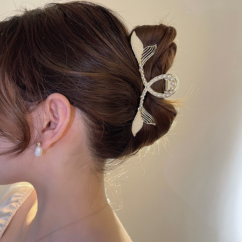 Kẹp Tóc Đuôi Cá Đính Đá Và Ngọc Trai Thời Trang Hàn Quốc 2022 Cho Nữ