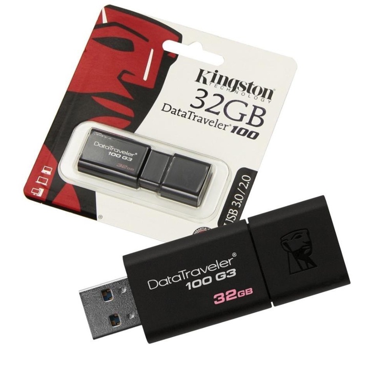 USB lưu trữ di động chuẩn 3.0 KINGSTON DT100G3 bản 32G hàng chính hãng