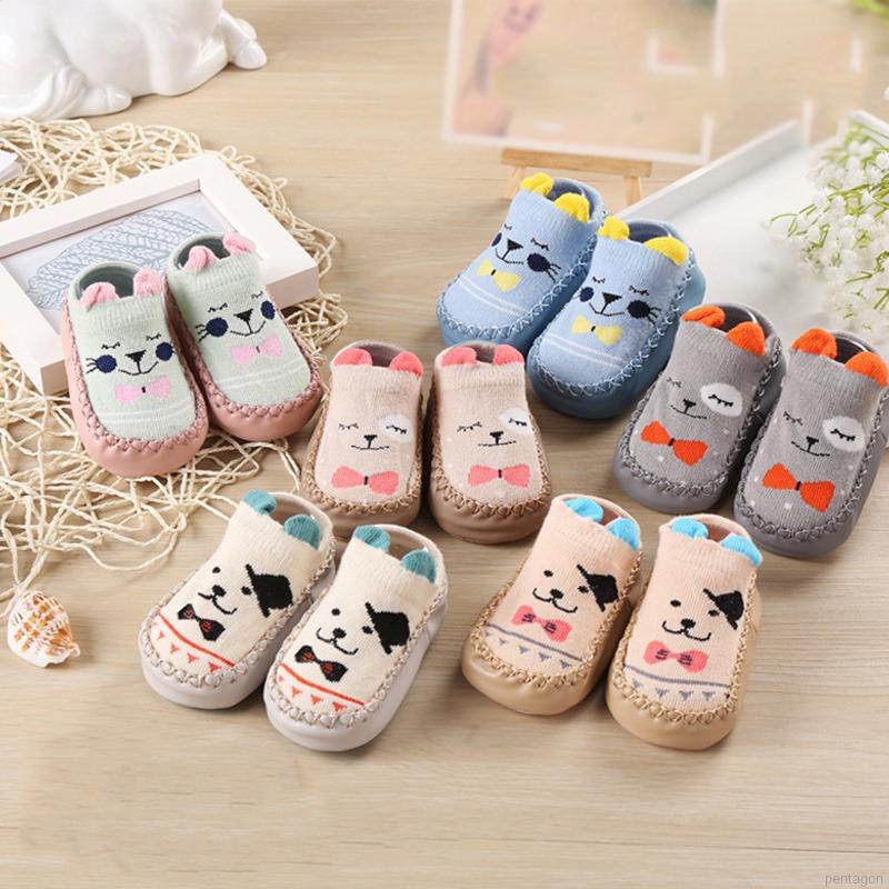 Giày Đế Mềm Chống Trượt Hình Hoạt Hình Đáng Yêu Cho Trẻ Em 0-3 Tuổi