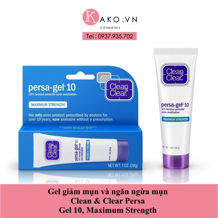 Gel giảm mụn và ngăn ngừa mụn Clean & Clear Persa - Gel 10, Maximum Strength